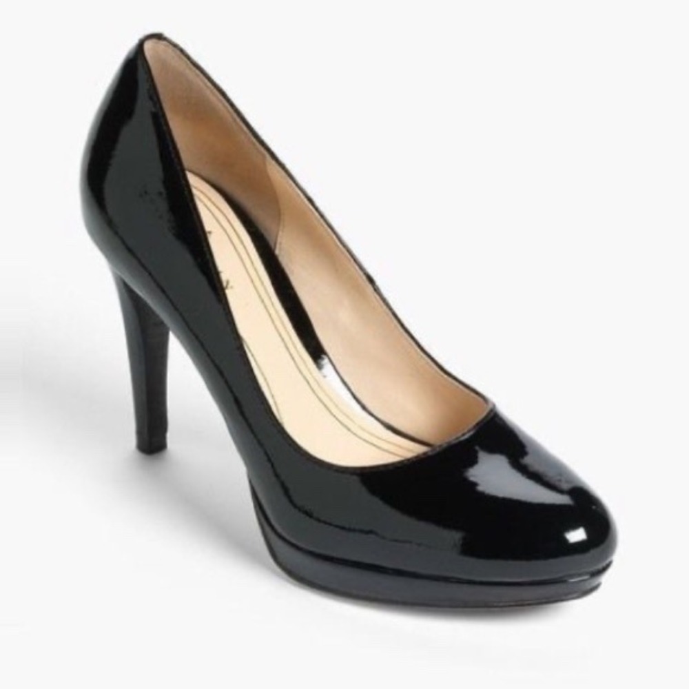 Cole Haan Black Patent Leather Platform Pumps Narrow 9.5 AA Heels